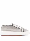 Santoni Derby Sequin-embellished Low-top Sneakers In Grau