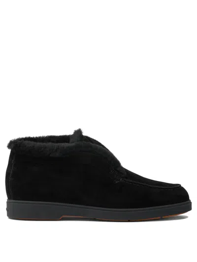 Santoni "desert" Ankle Boots With Fur In Black