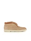 Santoni Tonal-stitching Leather Loafers In Beige