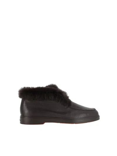 Santoni Leather Hadeel Ankle Boots In Brown