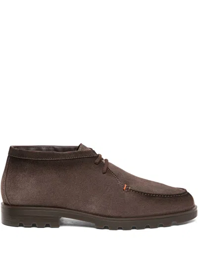 Santoni Desert Lace-up Fastening Boot In Brown