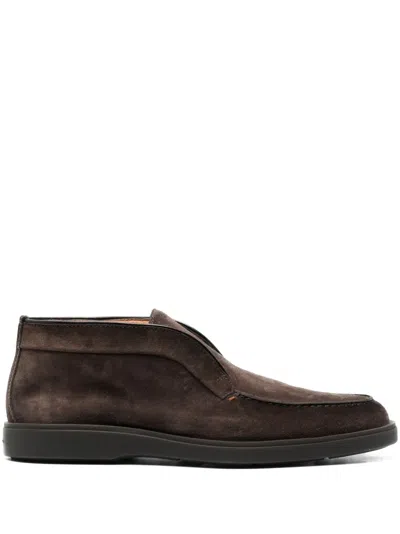 SANTONI DESERT SLIP-ON SUEDE BOOTS