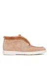 Santoni Suede Desert Bootie Loafers In Neutral