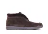 Santoni Suede Fur Trim Ankle Height Loafers In Brown