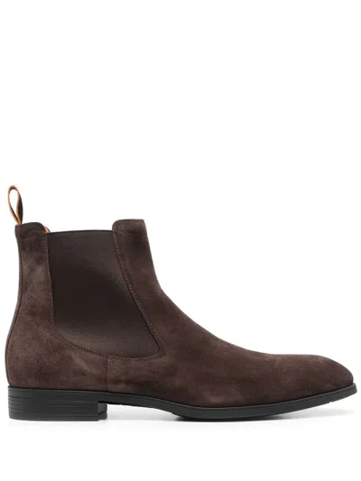 Santoni Detoxify Elasticated-panel Boots In Braun