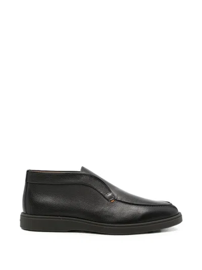 Santoni Detroit Leather Loafers In Black