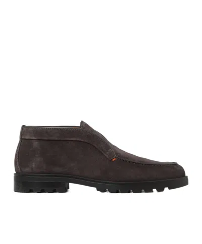 Santoni Detroit Rock Suede Boots In Black