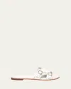 Santoni Leather Flat Sandals In White