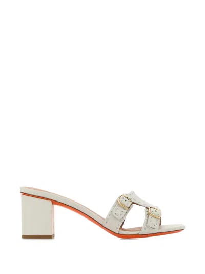 Santoni Didi Leather Sandals In White