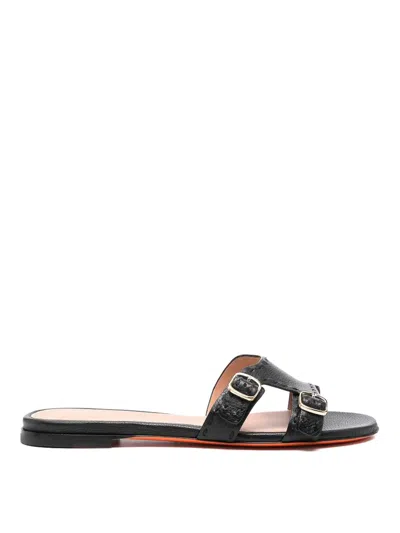 Santoni Didi Slippers Flat In Yellow