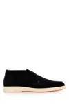 Santoni Midnight Blue Suede Digits Ankle Boots In Black