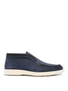 Santoni Leather Detroit Loafers In Blue