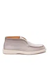 Santoni Mens Grey Detroit Slip-on Suede Desert Boots In Grey