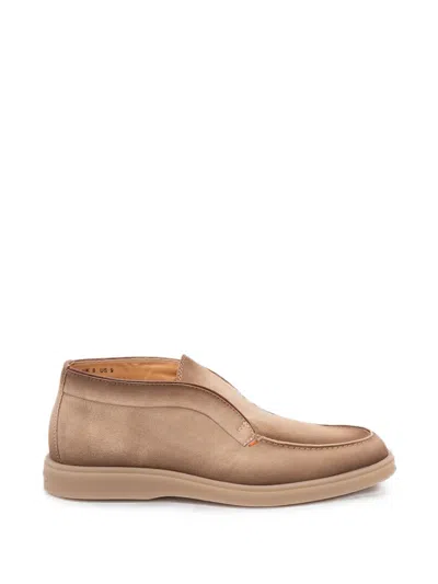 Santoni Digits Round-toe Suede Desert Boots In Brown