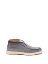 Santoni Mens Grey Detroit Slip-on Suede Desert Boots In Blue