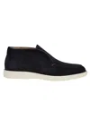 Santoni Leather Detroit Loafers In Blu