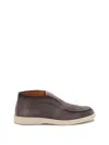 Santoni Mens Grey Detroit Slip-on Suede Desert Boots In Gray