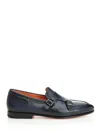 Santoni Black Round Toe Monk Shoes In U60