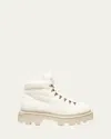 Santoni Dotty Shearling Combat Booties In White