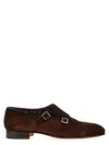 Santoni Dark Brown Double Buckle Dress Shoes