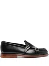 Santoni Double-buckle Leather Loafers In Black