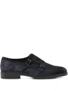Santoni Round Toe Calf Suede Brogues With Rubber Sole In Black