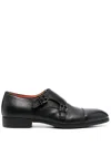 Santoni Simon Double-buckle Leather Monk Shoes In Schwarz