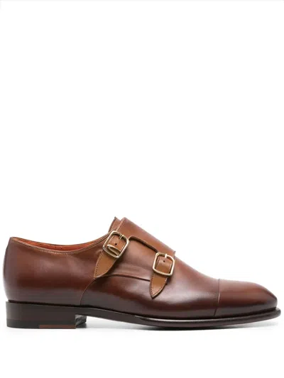 Santoni Double Buckle In Brown