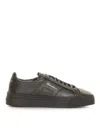Santoni Double Buckle Leather Sneaker In Black