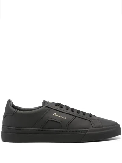 Santoni Tie Low Upper Board Shoes In Black