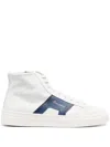 Santoni Double-buckle Leather Sneakers In Weiss