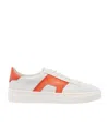Santoni Double Buckle Sneaker In Leather In White