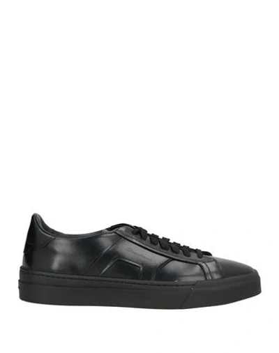 Santoni Double Buckle Sneaker Man Sneakers Black Size 7.5 Leather