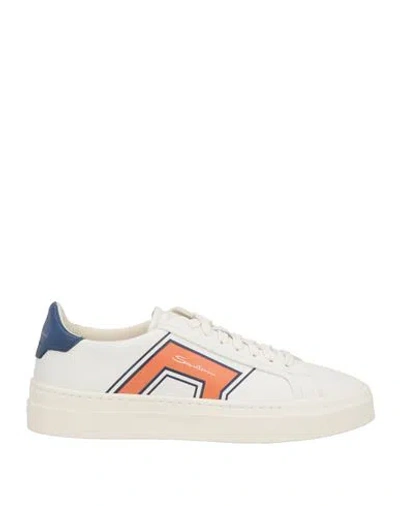 Santoni Double Buckle Sneaker Man Sneakers Ivory Size 7 Leather