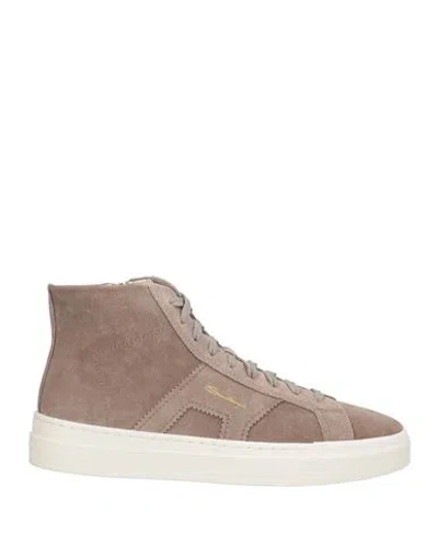 Santoni Double Buckle Sneaker Man Sneakers Taupe Size 7 Leather In Gray
