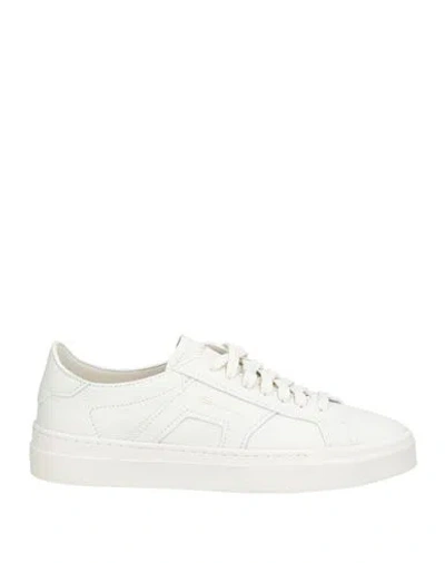 Santoni Double Buckle Sneaker Man Sneakers White Size 7 Leather
