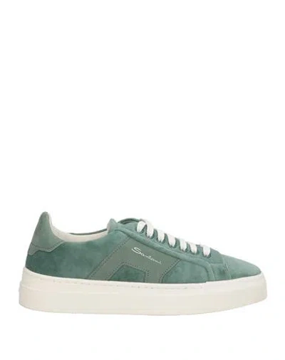 Santoni Double Buckle Sneaker Woman Sneakers Deep Teal Size 8 Textile Fibers In Green