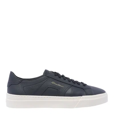Santoni Double Buckle Sneakers In Blue