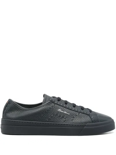 Santoni Double Buckle Sneakers In Blue