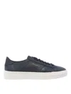 Santoni Tumbled Leather Double Buckle Trainer In Blue