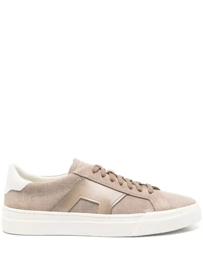 Santoni Double Buckle Sneakers In Brown