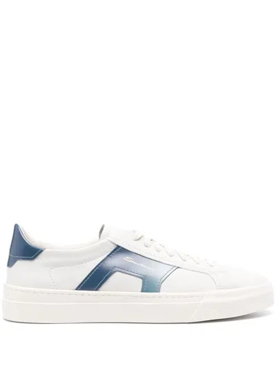 Santoni Double Buckle Trainers In White