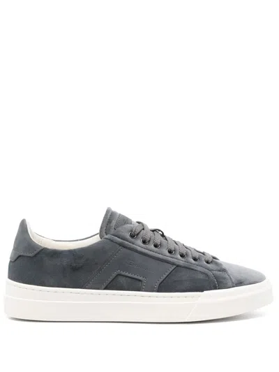 Santoni Double Buckle Sneakers In Grey
