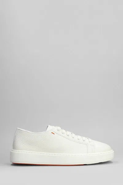 Santoni Double Buckle Sneakers In White