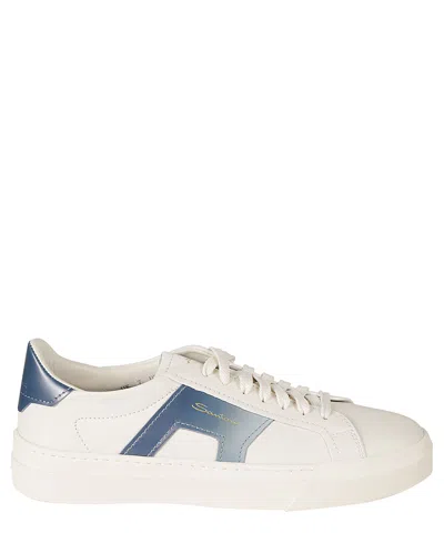Santoni Double Buckle Trainers In White