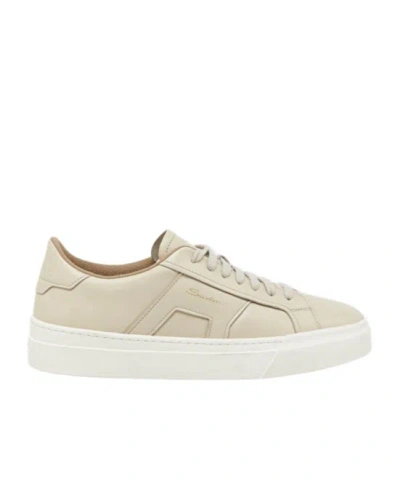 Santoni Double Buckle Sneakers In White
