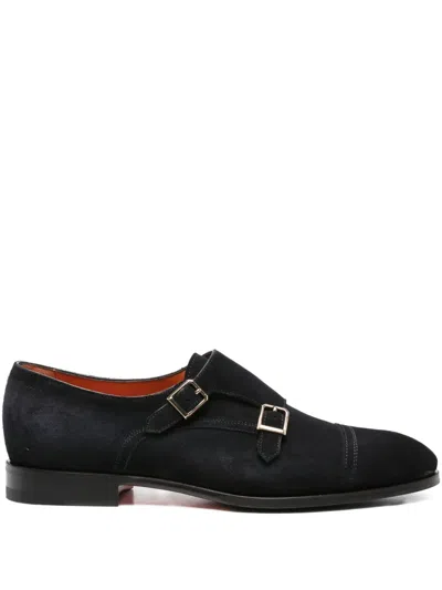 Santoni Heren Dyne Buckle Detailed Loafers In Black