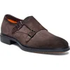 Santoni Buckled Suede Monk Shoes In Brown