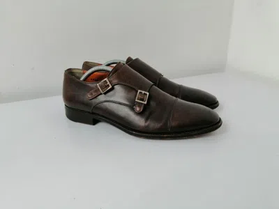 Pre-owned Santoni Double Monks Loafers In Brown
