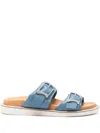 Santoni Open-design Blue Sandals With Stylish Buckles In Blue